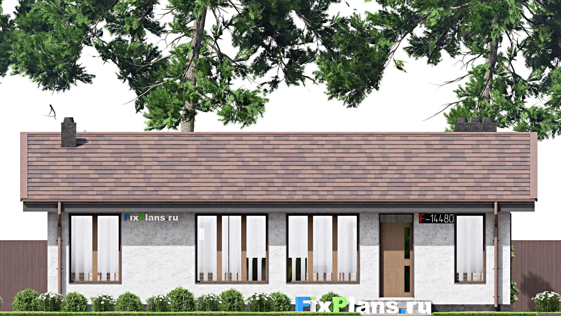 F-14480 - Проект одноэтажного дома 11 на 14, площадью 100 м² с 3 спальнями