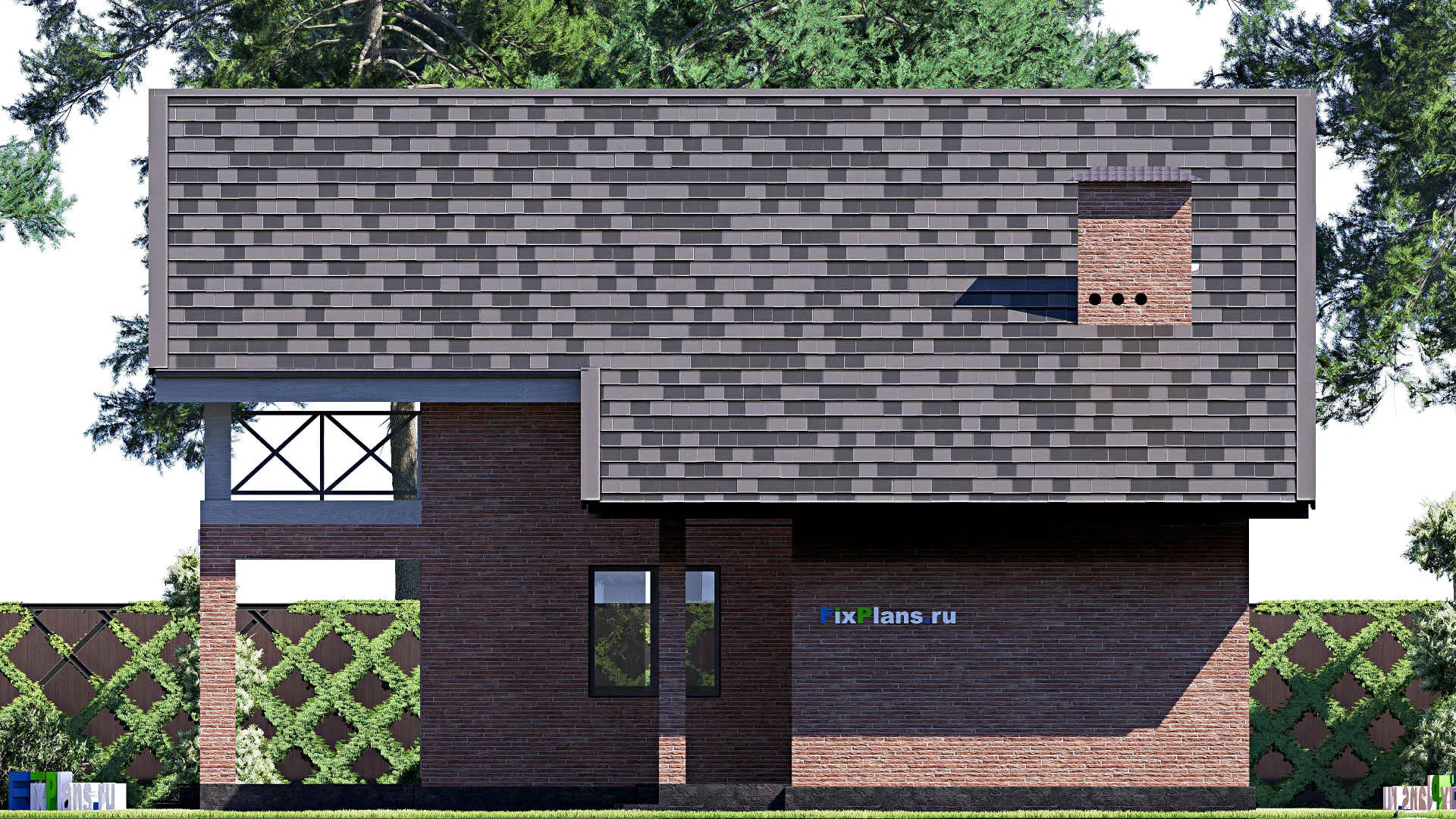 F-18953 - Проект дома с мансардой 12 на 13, площадью 190 м² с террасой, балконом и 4 спальнями