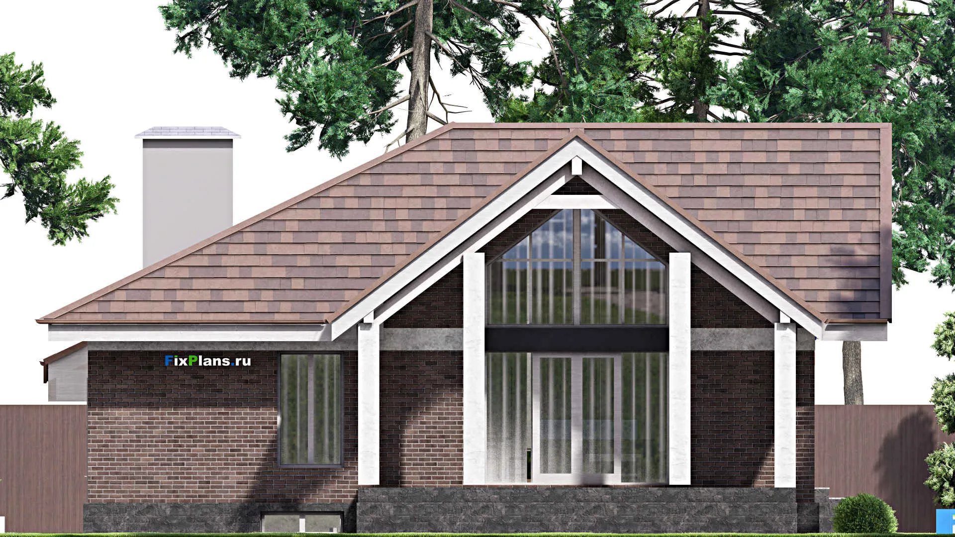 F-14453 - План одноэтажного дома 13 на 31, площадью 480 м² с террасой, цокольным этажом, гаражом на 2 машины и 4 спальнями