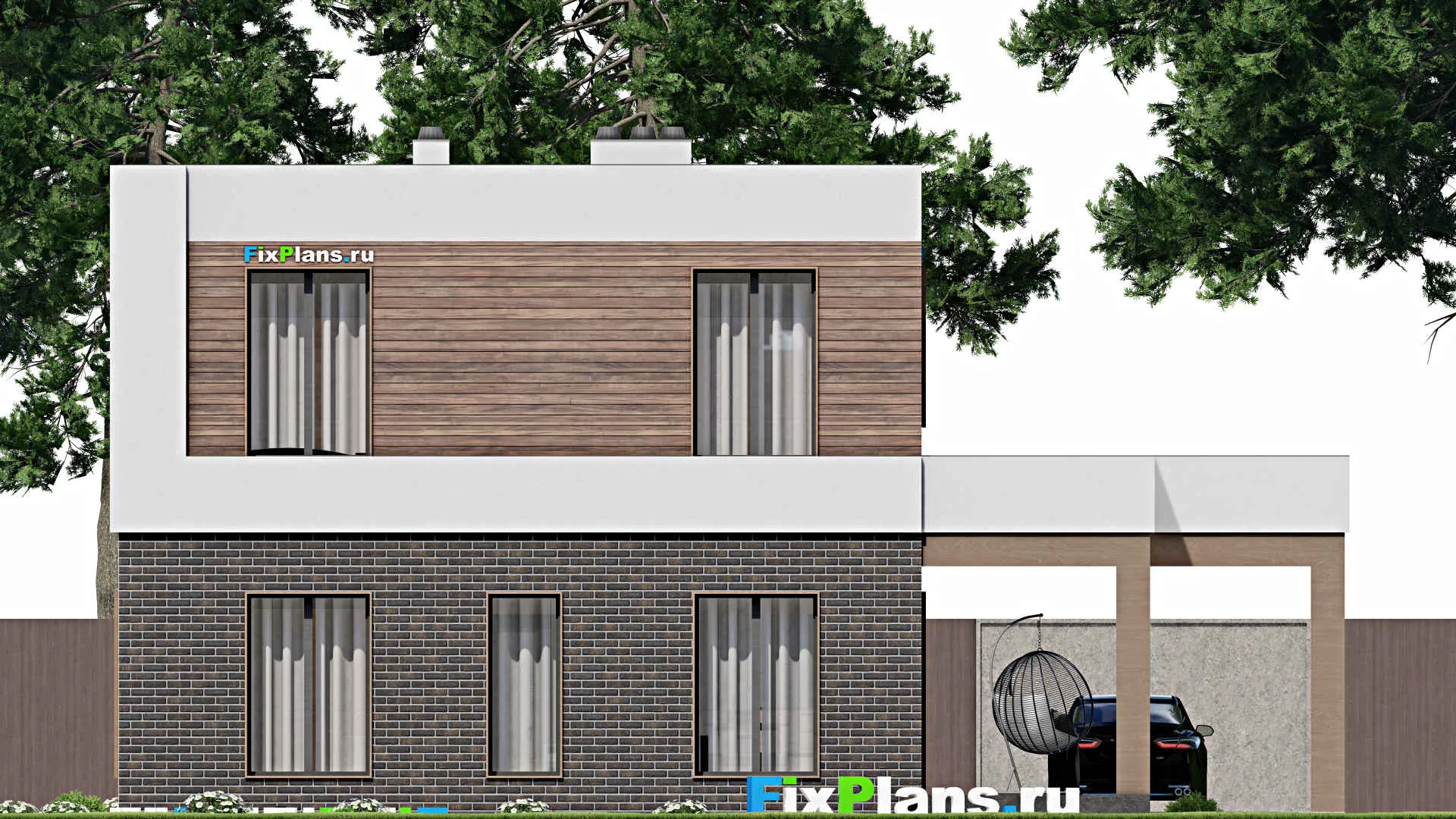 F-3545 - Планы двухэтажного дома 10 на 14, площадью 210 м² с террасой и 3 спальнями