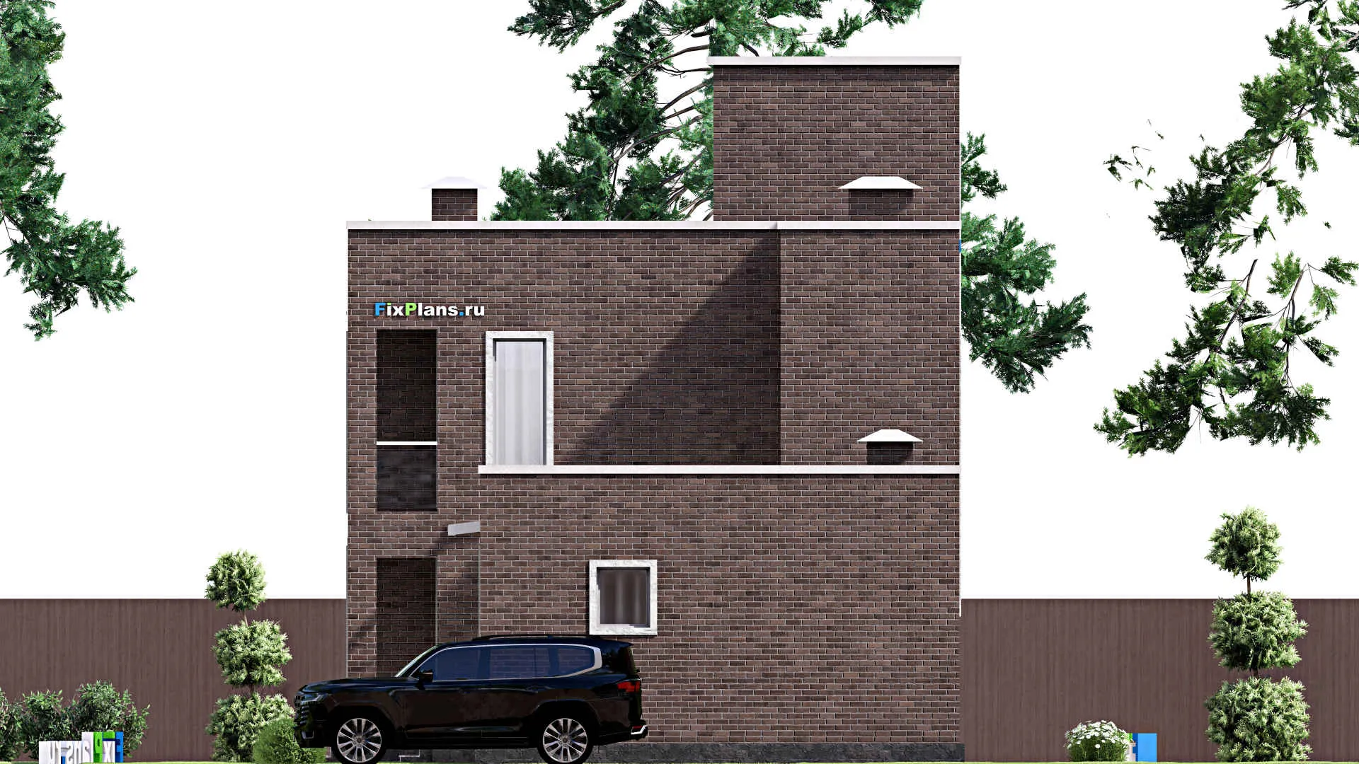 F-13805 - Проект двухэтажного дома 9 на 27, площадью 260 м² с террасой, балконом, баней и 4 спальнями