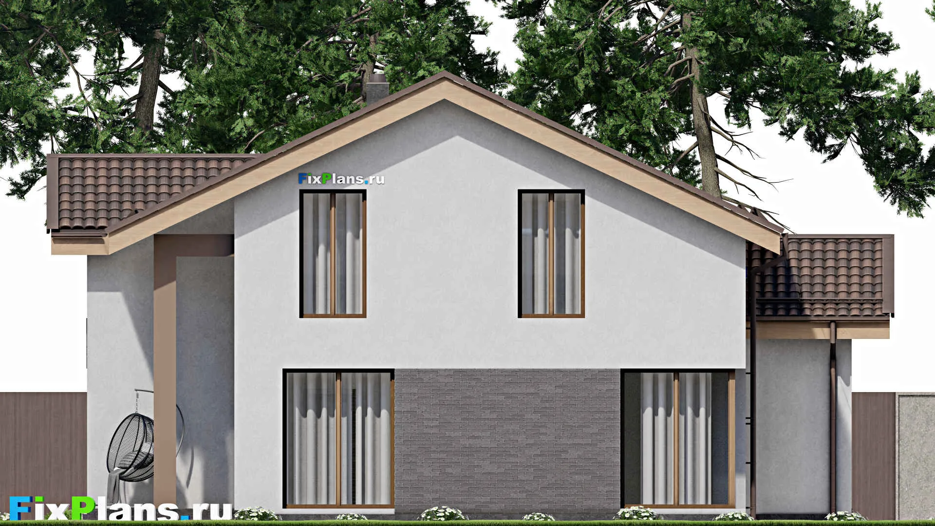 F-7937 - Проект дома с мансардой 11 на 14, площадью 180 м² с террасой и 5 спальнями