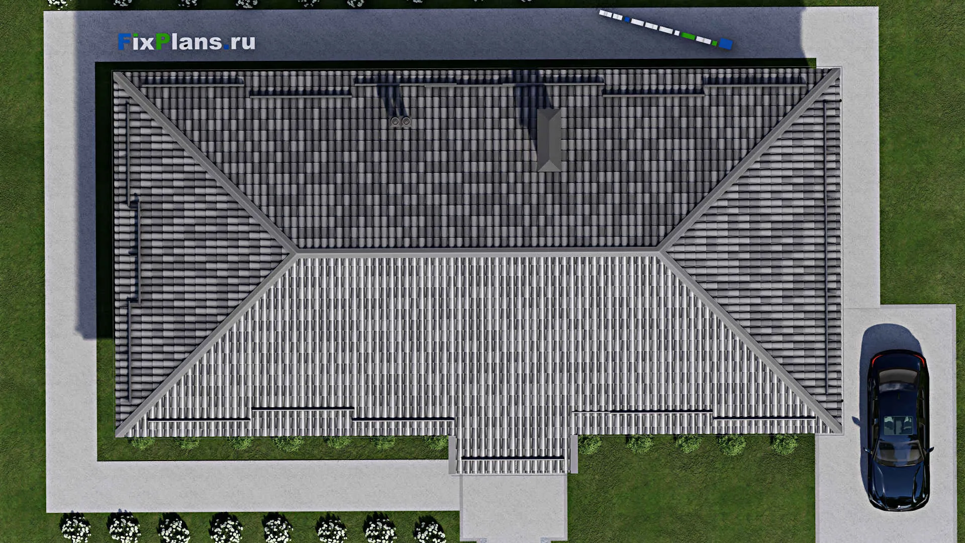 F-9611 - Проект одноэтажного дома 11 на 20, площадью 160 м² с террасой и 3 спальнями