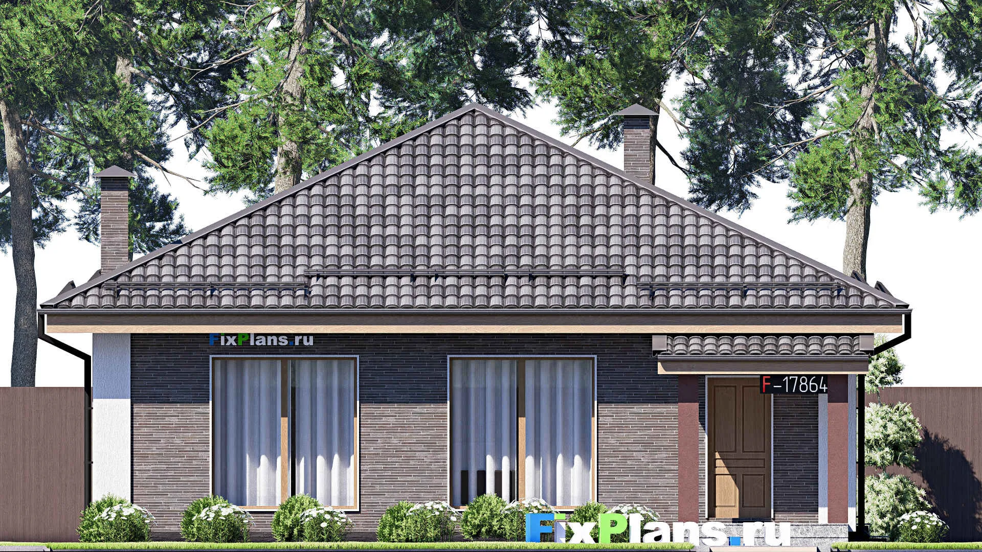 F-17864 - Проект одноэтажного дома 12 на 13, площадью 110 м² с 3 спальнями