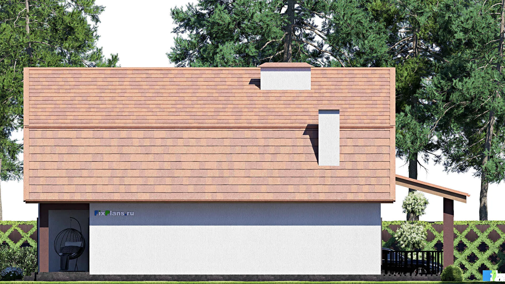 F-20249 - Проект дома с мансардой 12 на 17, площадью 290 м² с террасой, балконом, цокольным этажом и 6 спальнями