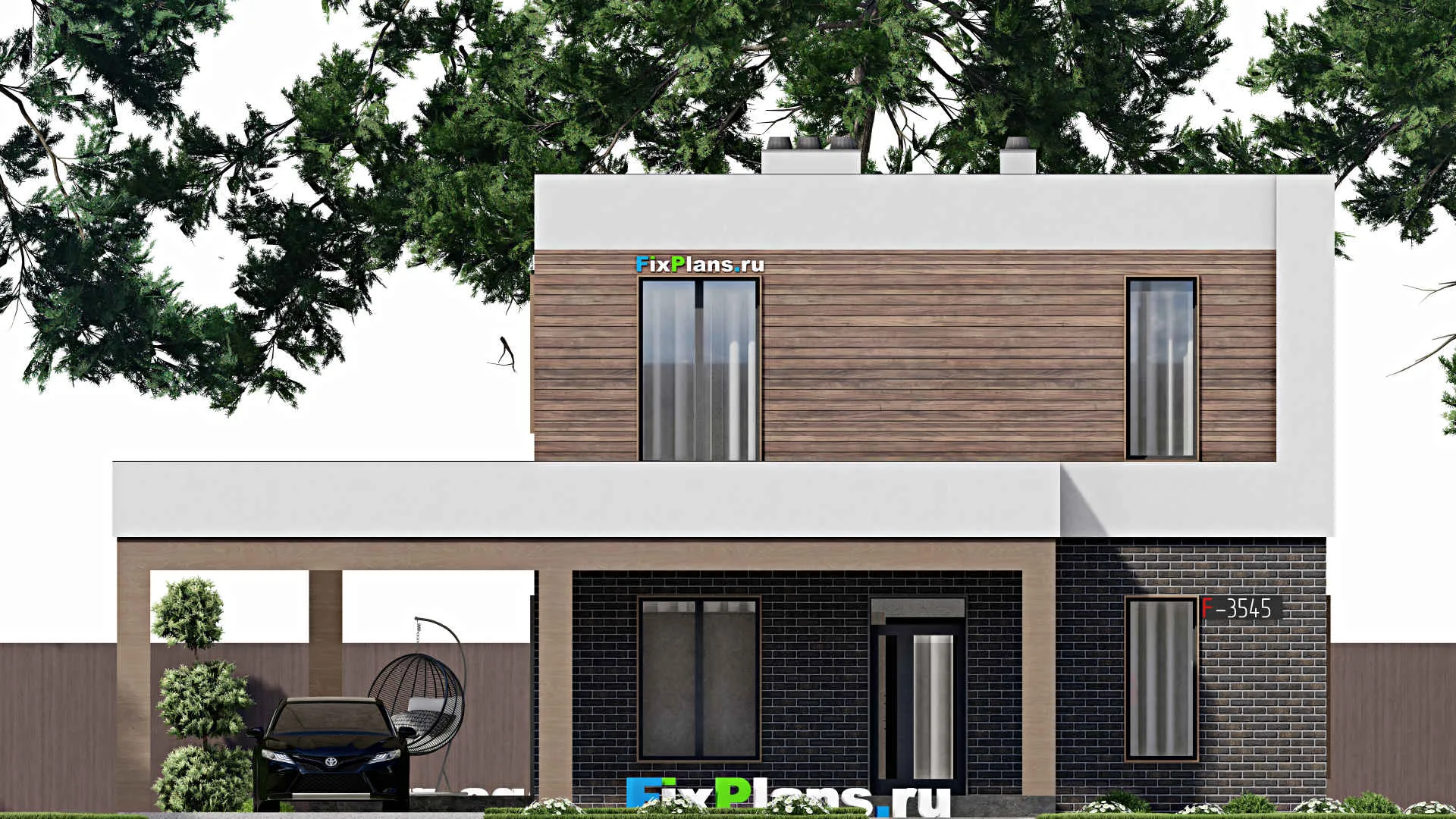 F-3545 - Планы двухэтажного дома 10 на 14, площадью 210 м² с террасой и 3 спальнями