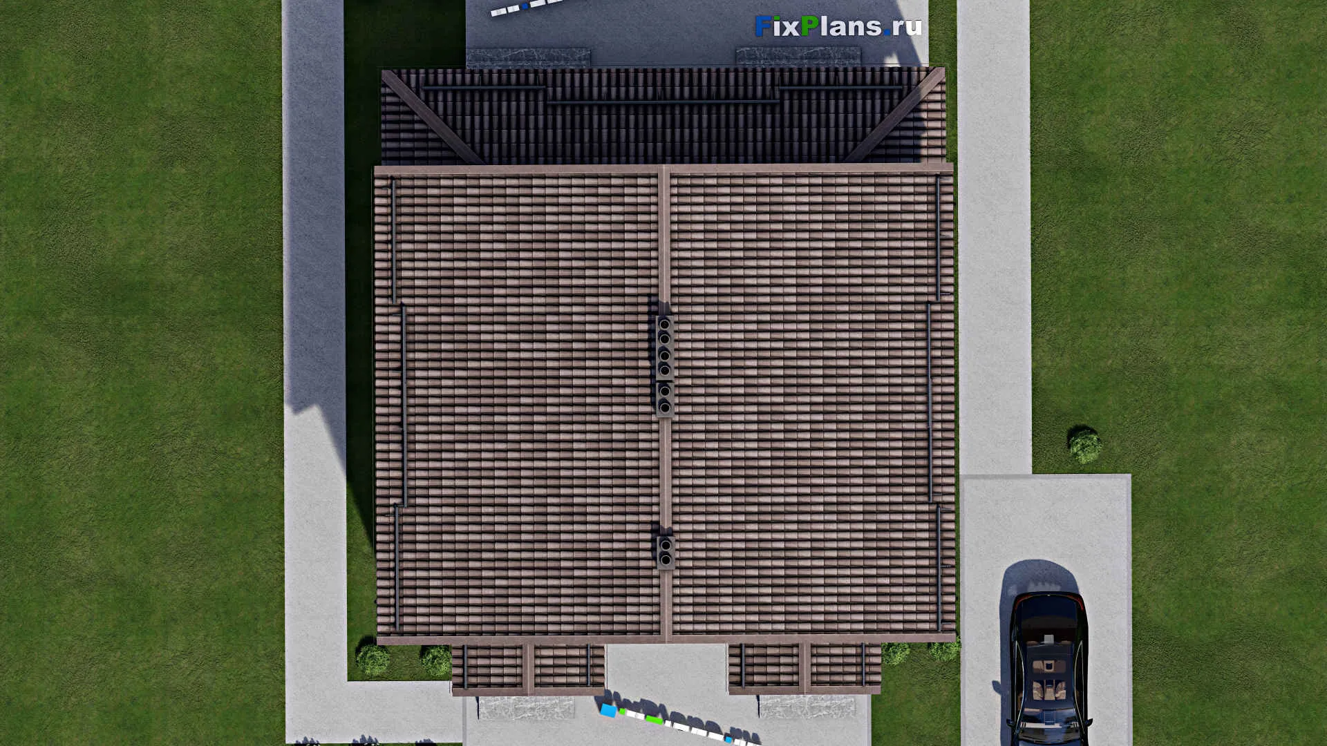 F-4661 - Проект дома с мансардой 11 на 13, площадью 240 м² с террасой и 6 спальнями