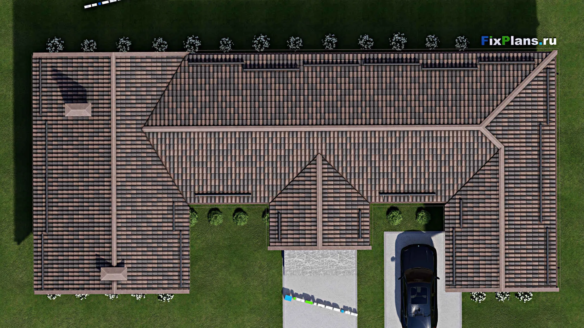 F-3986 - Проект одноэтажного дома 13 на 27, площадью 200 м² с 5 спальнями