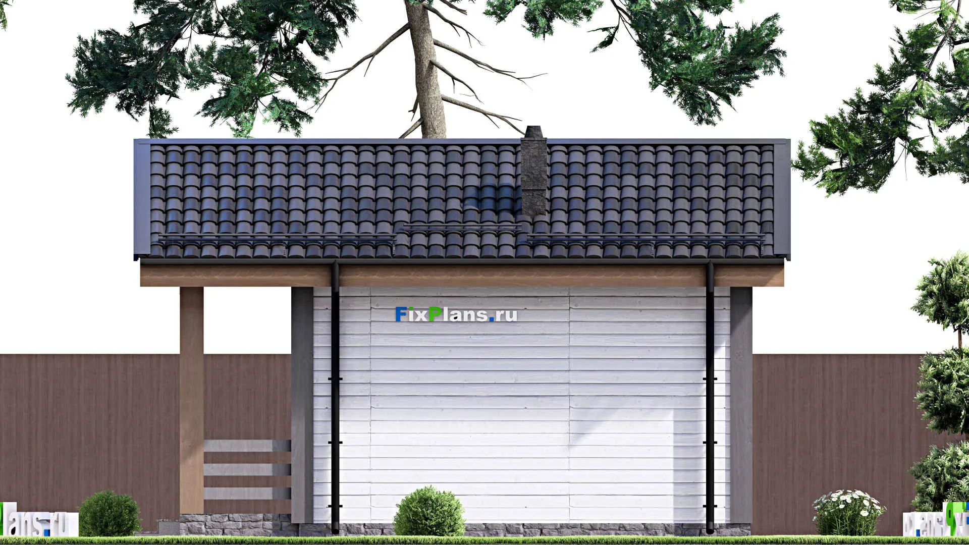 F-15632 - Проект бани 5 на 8, площадью 30 м² с терассой