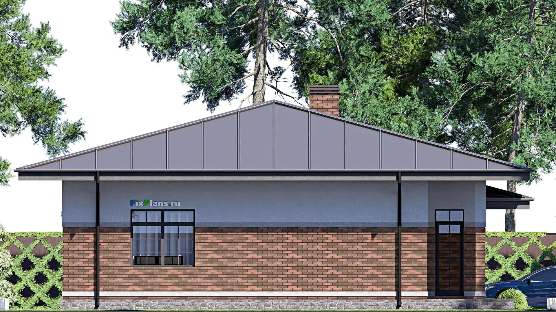 F-18278 - Проект одноэтажного дома 14 на 22, площадью 240 м² с террасой и 3 спальнями