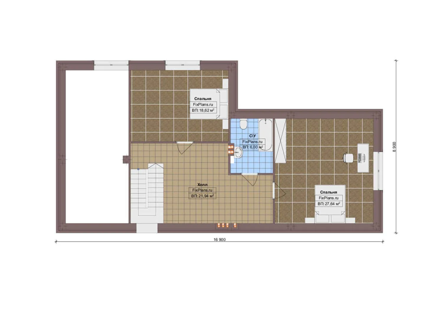 F-19223 - Планы дома с мансардой 9 на 17, площадью 200 м² с 3 спальнями