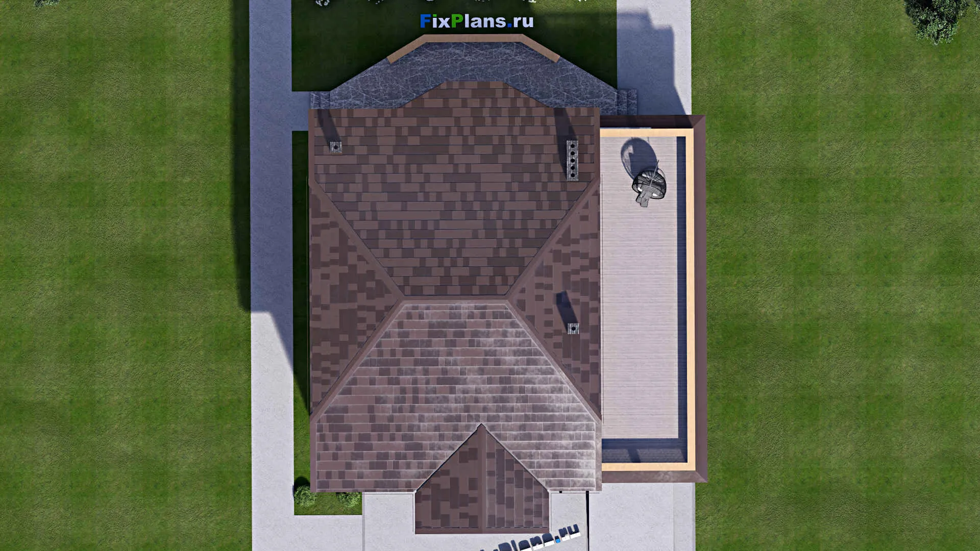 F-15911 - Проект двухэтажного дома 13 на 17, площадью 300 м² с террасой, балконом, гаражом на 1 машину и 4 спальнями