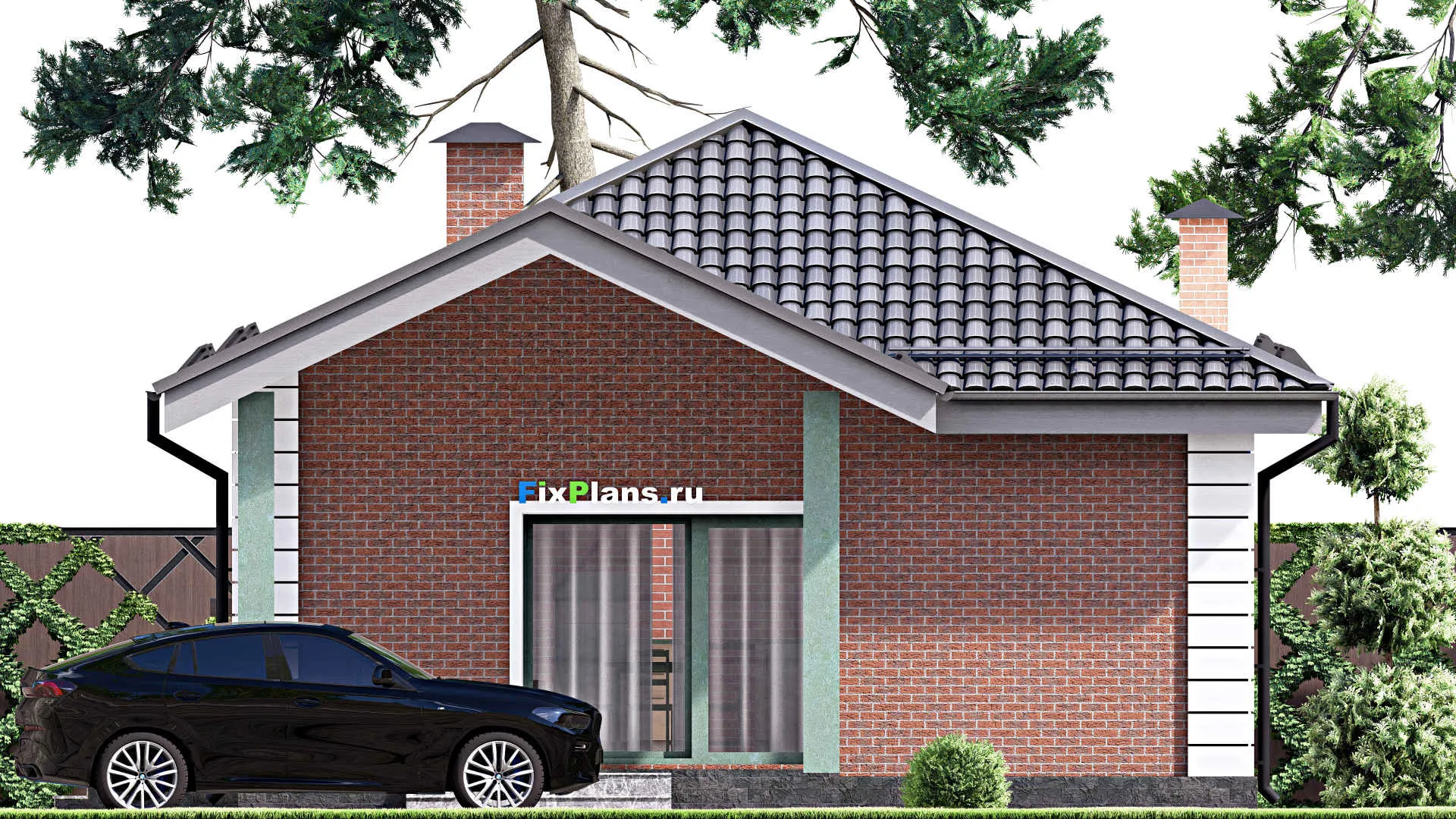 F-12500 - Проект одноэтажного дома 10 на 21, площадью 140 м² с террасой и 3 спальнями