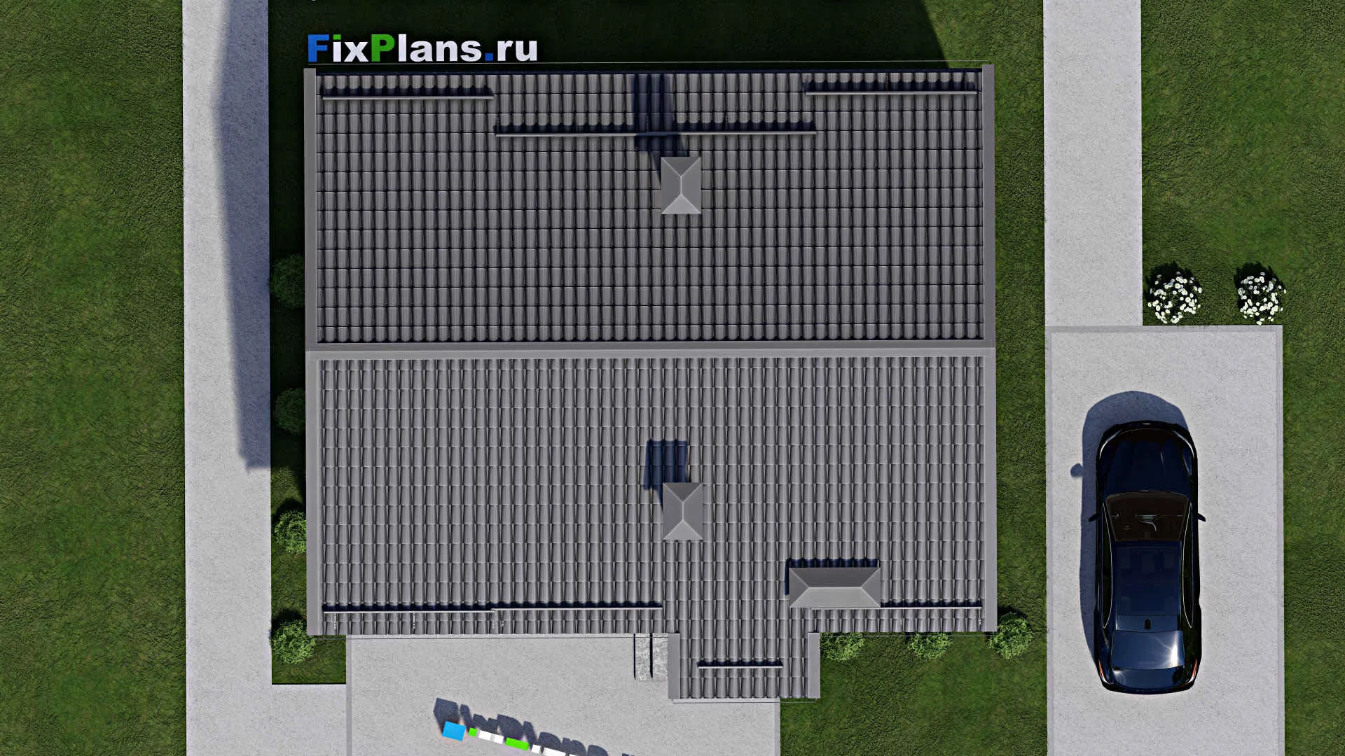 F-4418 - Проект одноэтажного дома 9 на 9, площадью 80 м² с террасой и 2 спальнями