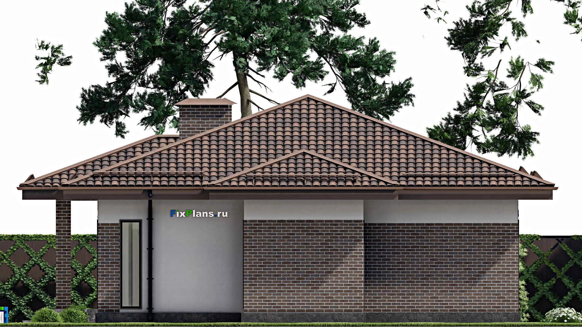 F-8396 - Проект одноэтажного дома 13 на 17, площадью 160 м² с террасой и 3 спальнями