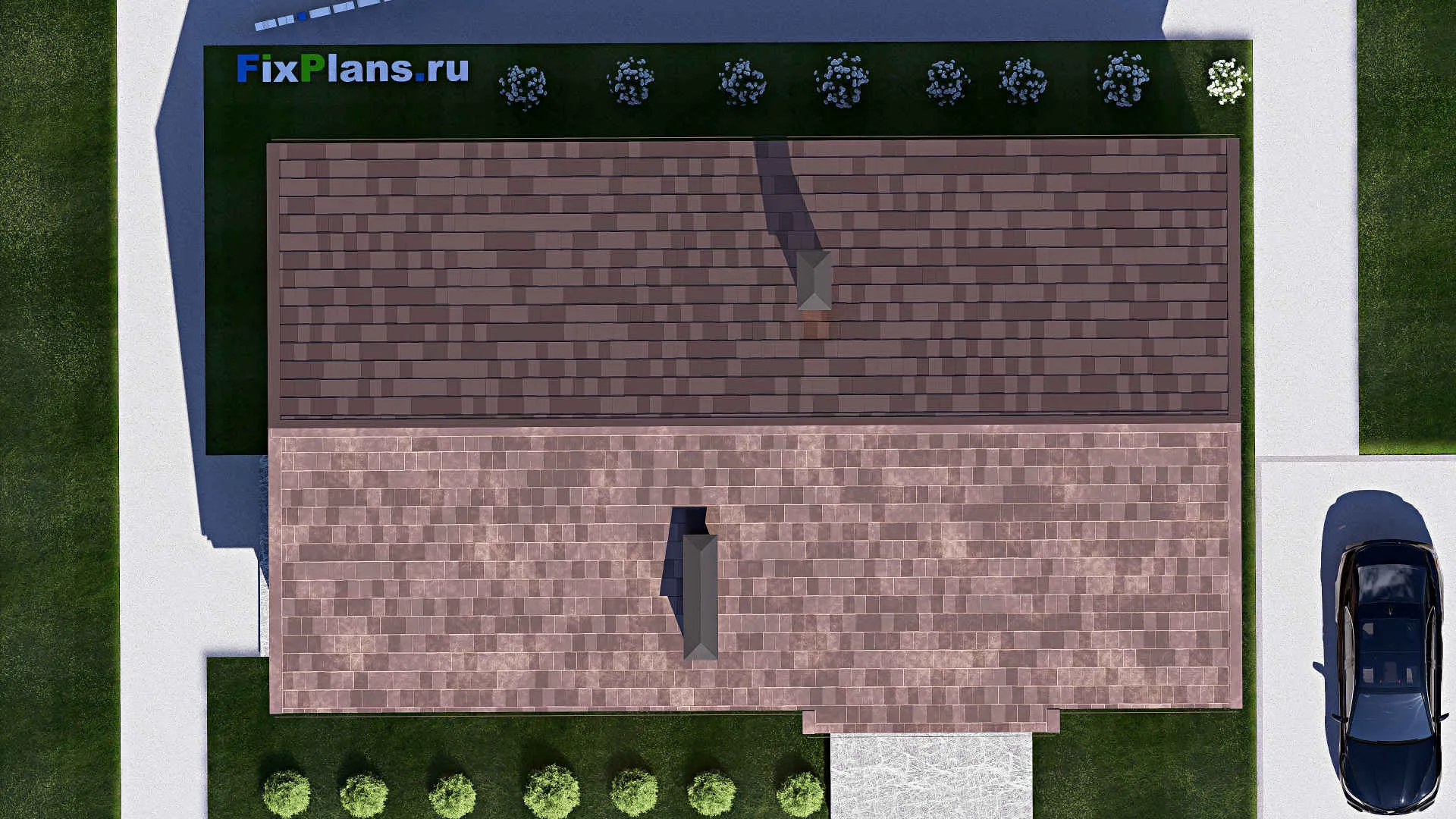 F-17756 - Проект одноэтажного дома 11 на 16, площадью 130 м² с террасой и 2 спальнями