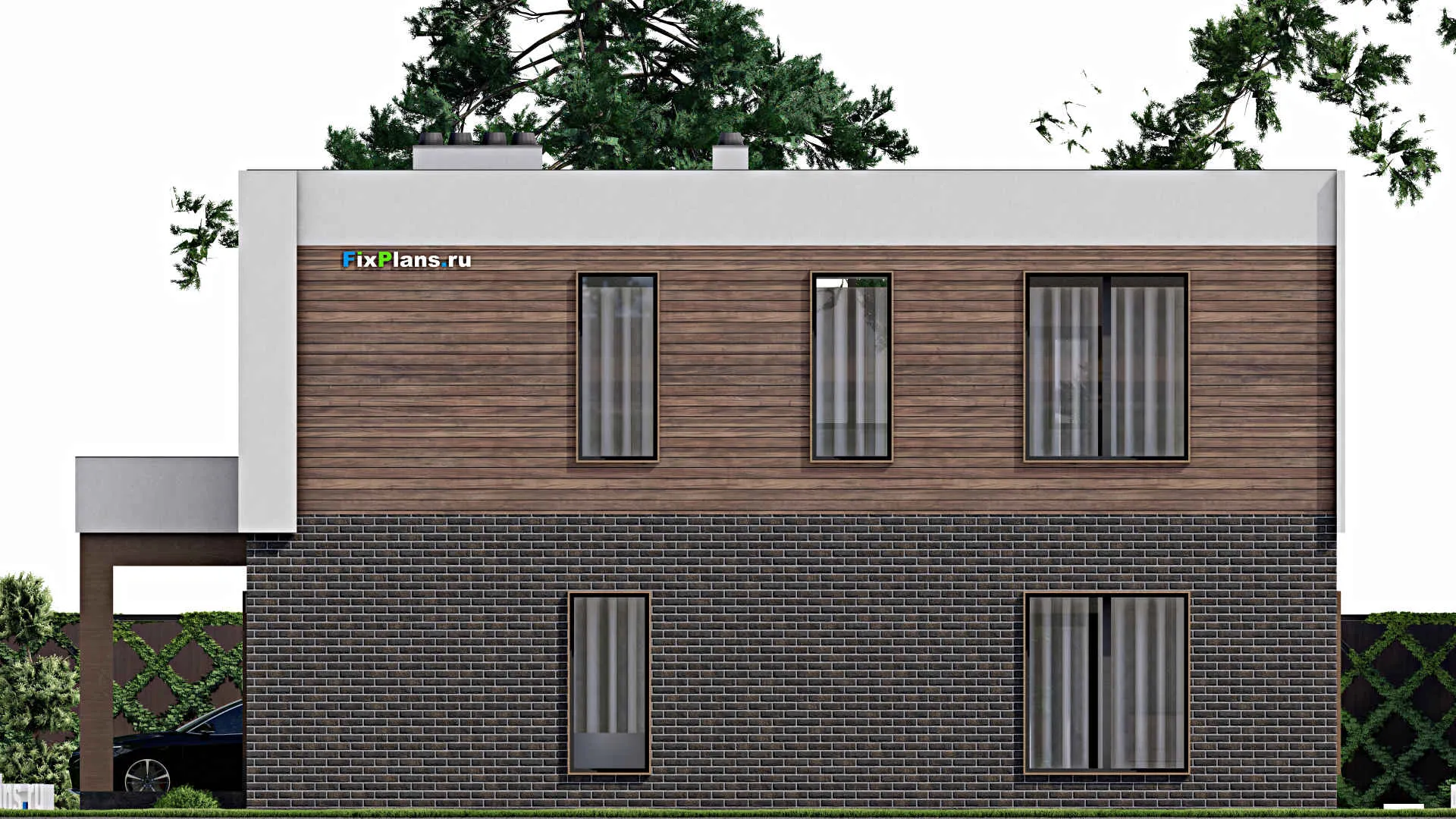 F-3545 - Планы двухэтажного дома 10 на 14, площадью 210 м² с террасой и 3 спальнями