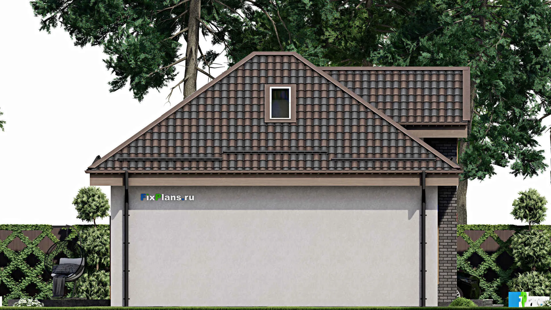 F-8306 - Проект дома с мансардой 9 на 14, площадью 130 м² с террасой и 4 спальнями