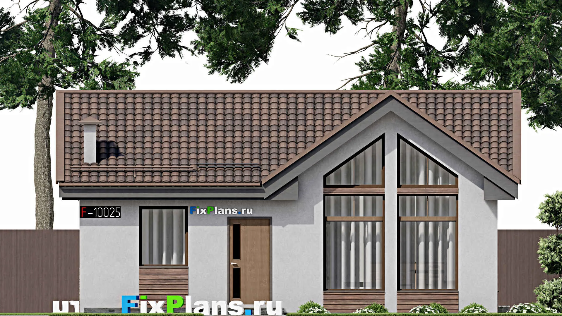 F-10025 - Проект одноэтажного дома 11 на 11, площадью 80 м² с 2 спальнями