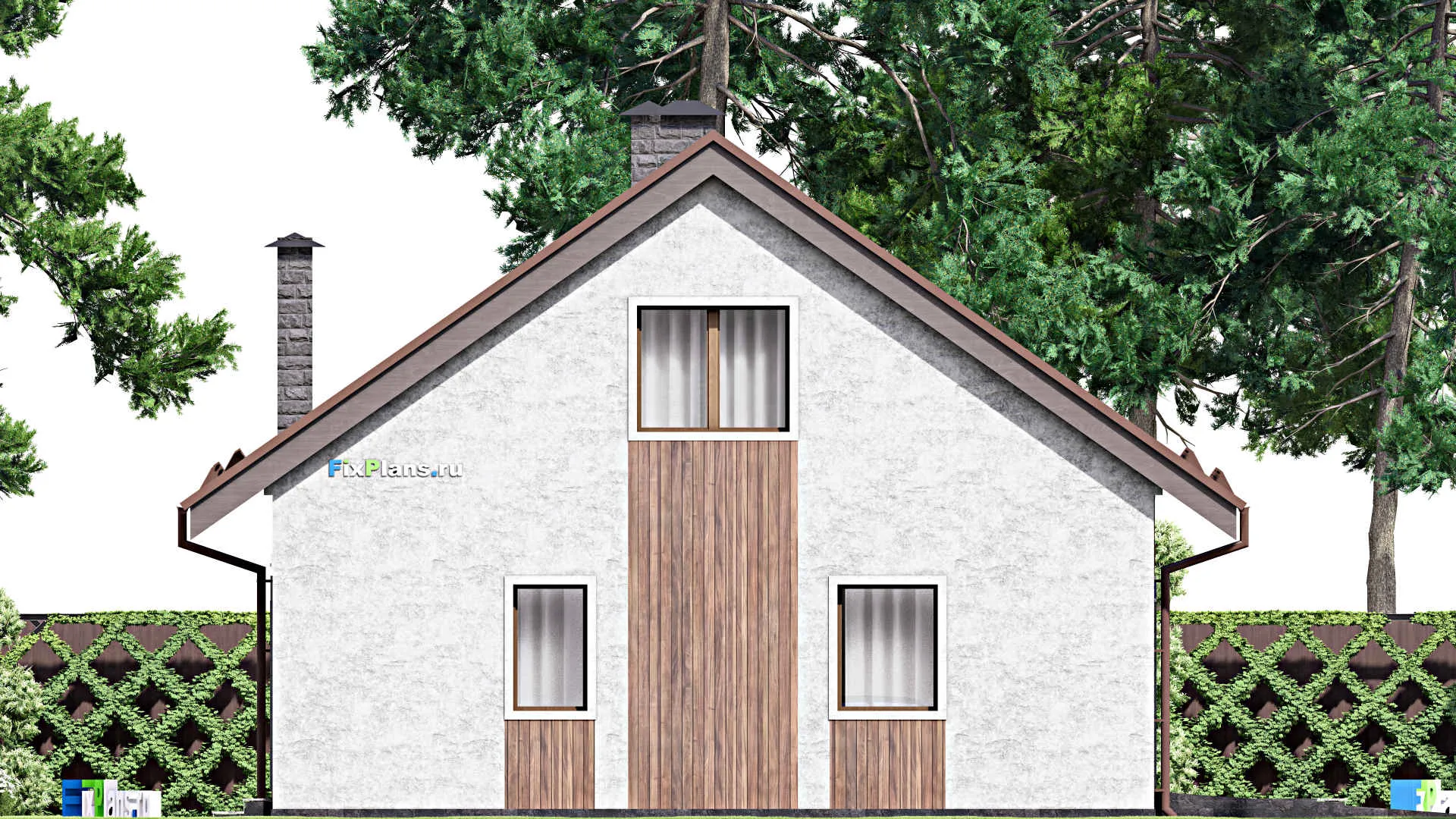 F-14156 - Проект дома с мансардой 12 на 12, площадью 150 м² с гаражом на 1 машину и 5 спальнями