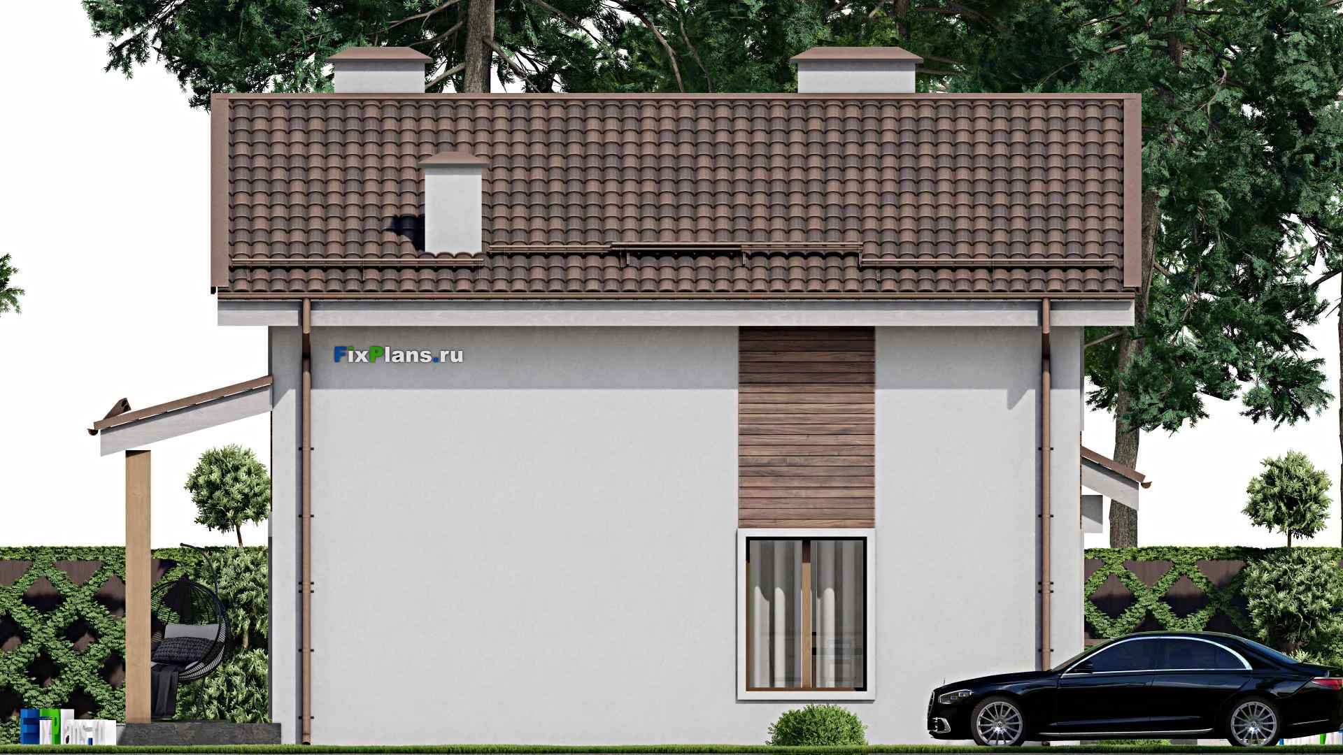 F-8504 - Проект дома с мансардой 9 на 13, площадью 140 м² с террасой, балконом и 3 спальнями