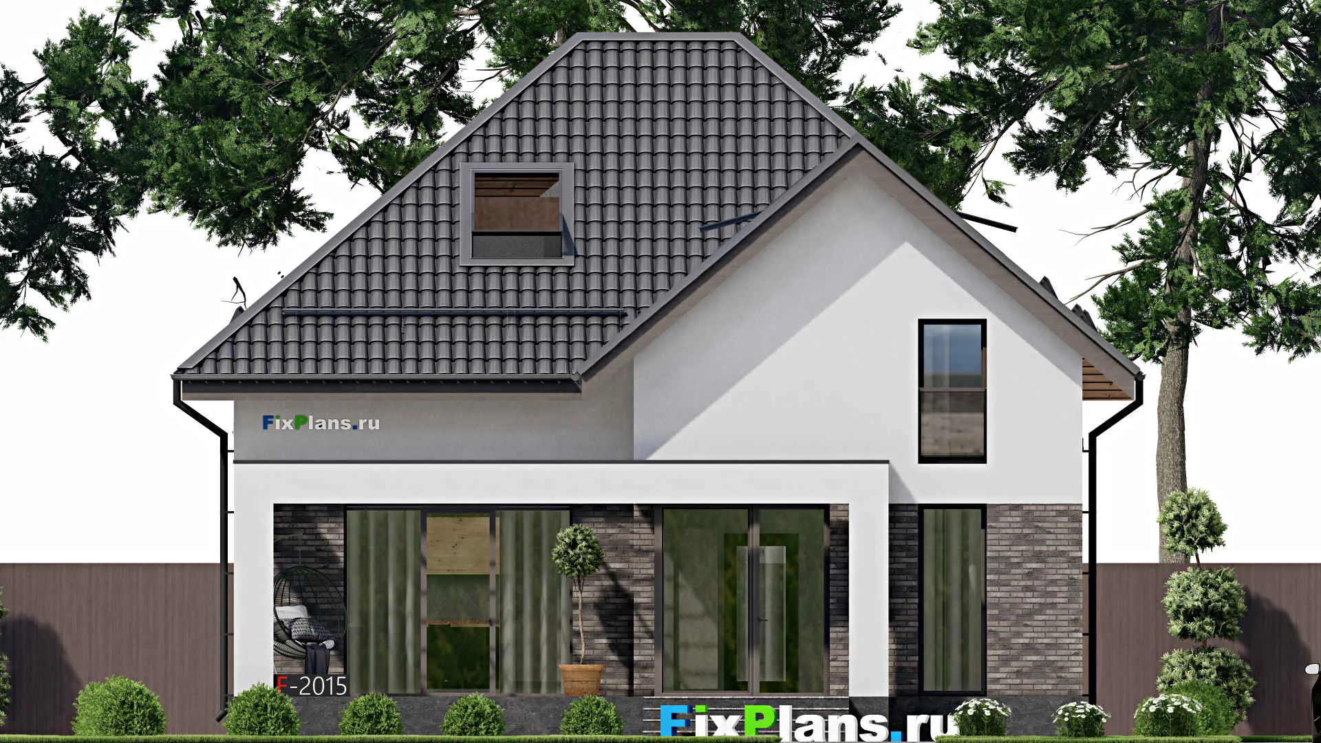 F-2015 - Проект дома с мансардой 11 на 12, площадью 180 м² с террасой и 4 спальнями