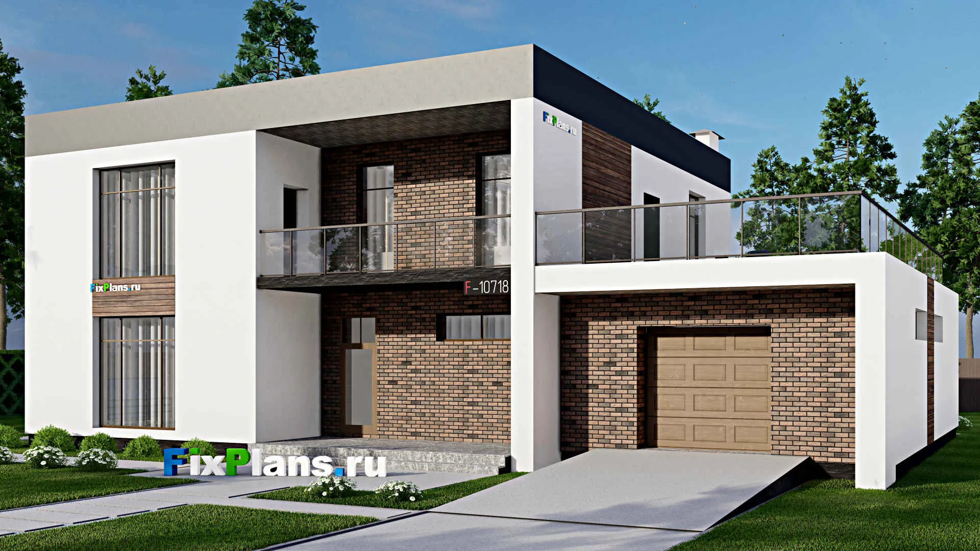 F-10718 - Проект двухэтажного дома 19 на 20, площадью 470 м² с 3 спальнями