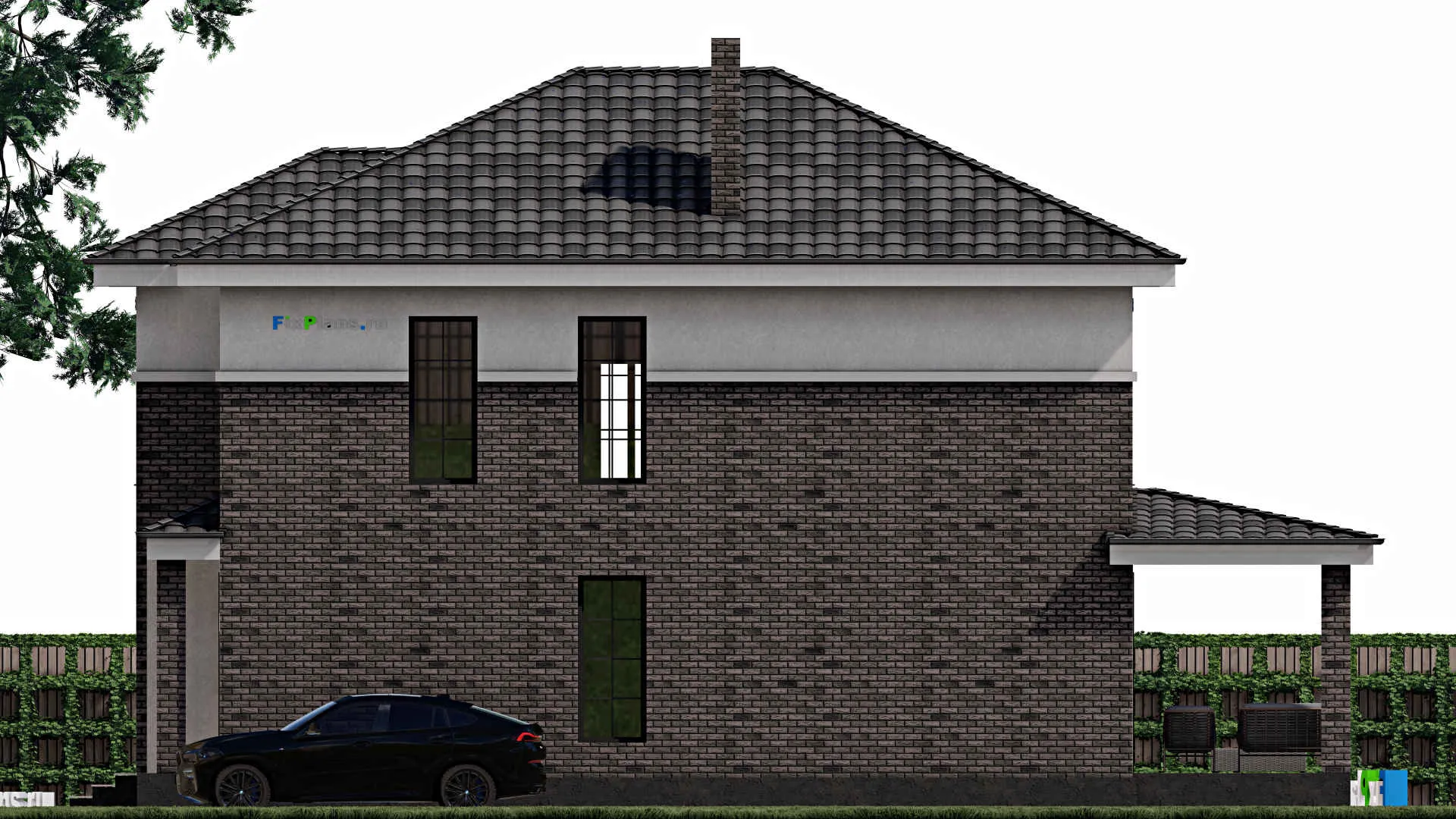 F-1070 - Проект двухэтажного дома 10 на 14, площадью 190 м² с террасой и 3 спальнями