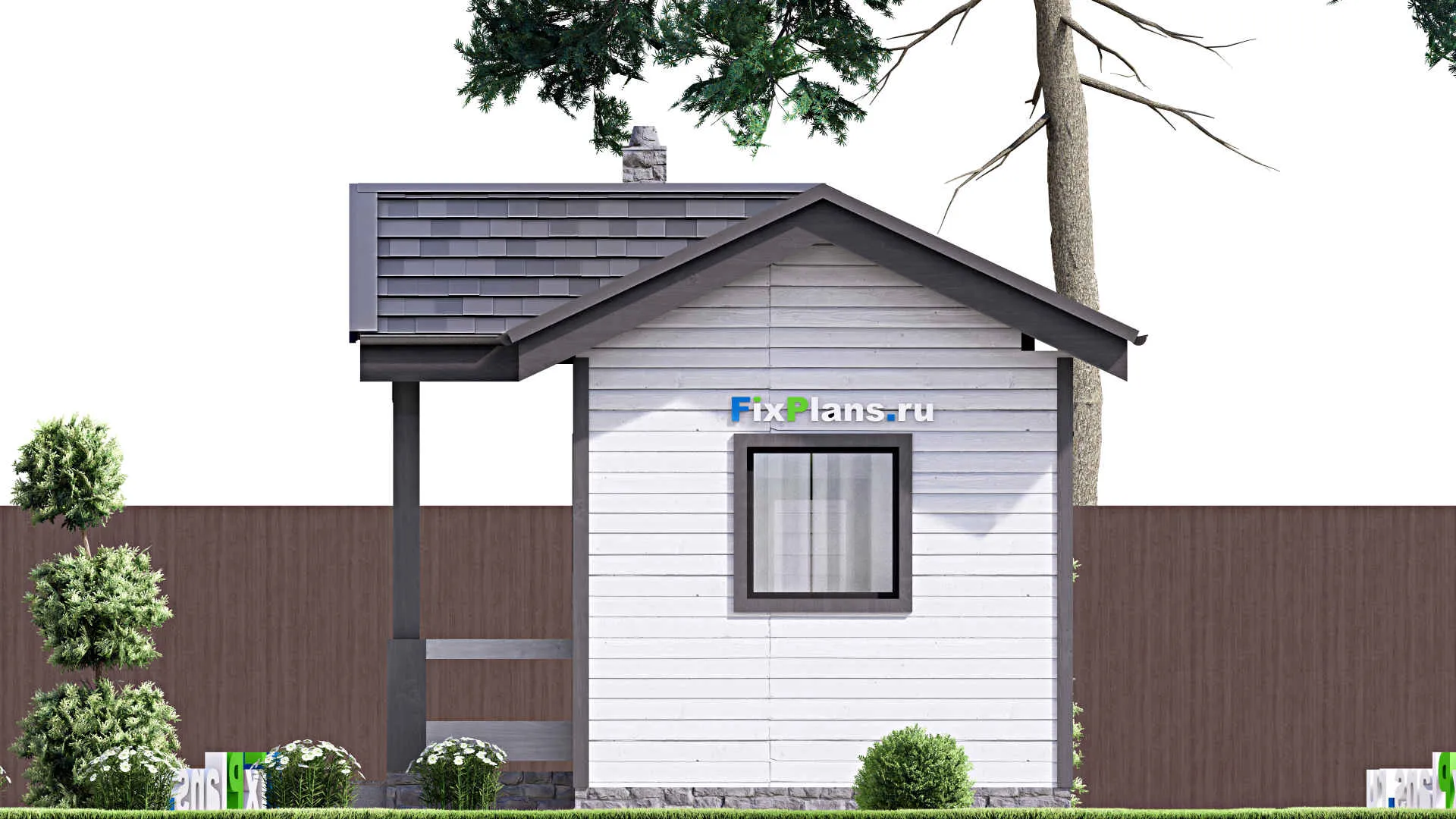 F-15641 - Проект бани 5 на 6, площадью 20 м² с терассой