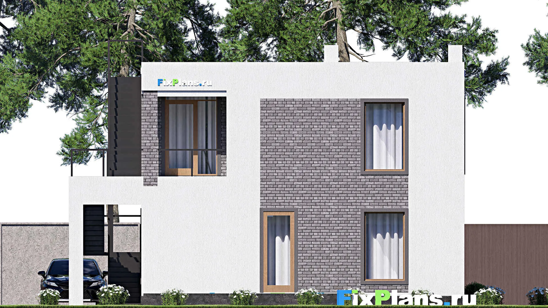 F-20015 - Проект двухэтажного дома 12 на 13, площадью 150 м² с террасой, балконом и 3 спальнями