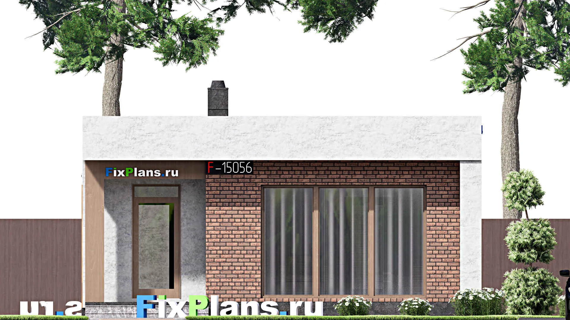 F-15056 - Проект бани 9 на 9, площадью 60 м² с комнатой отдыха и терассой