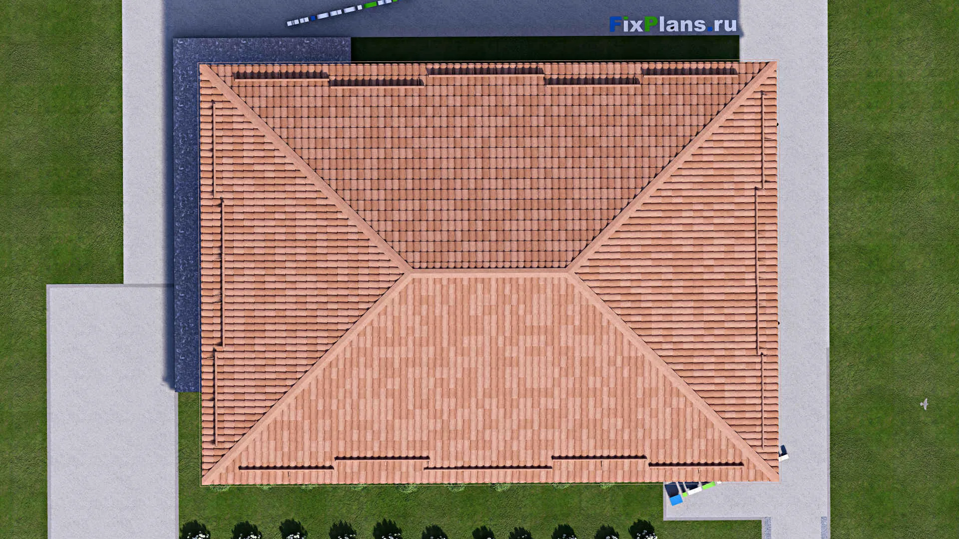 F-12815 - Проект одноэтажного дома 13 на 18, площадью 170 м² с террасой и 3 спальнями