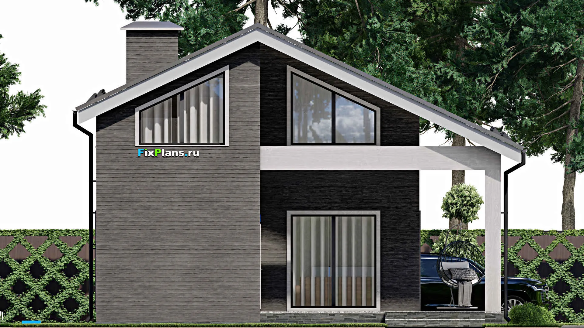 F-6623 - Проект дома с мансардой 11 на 14, площадью 180 м² с террасой и 3 спальнями