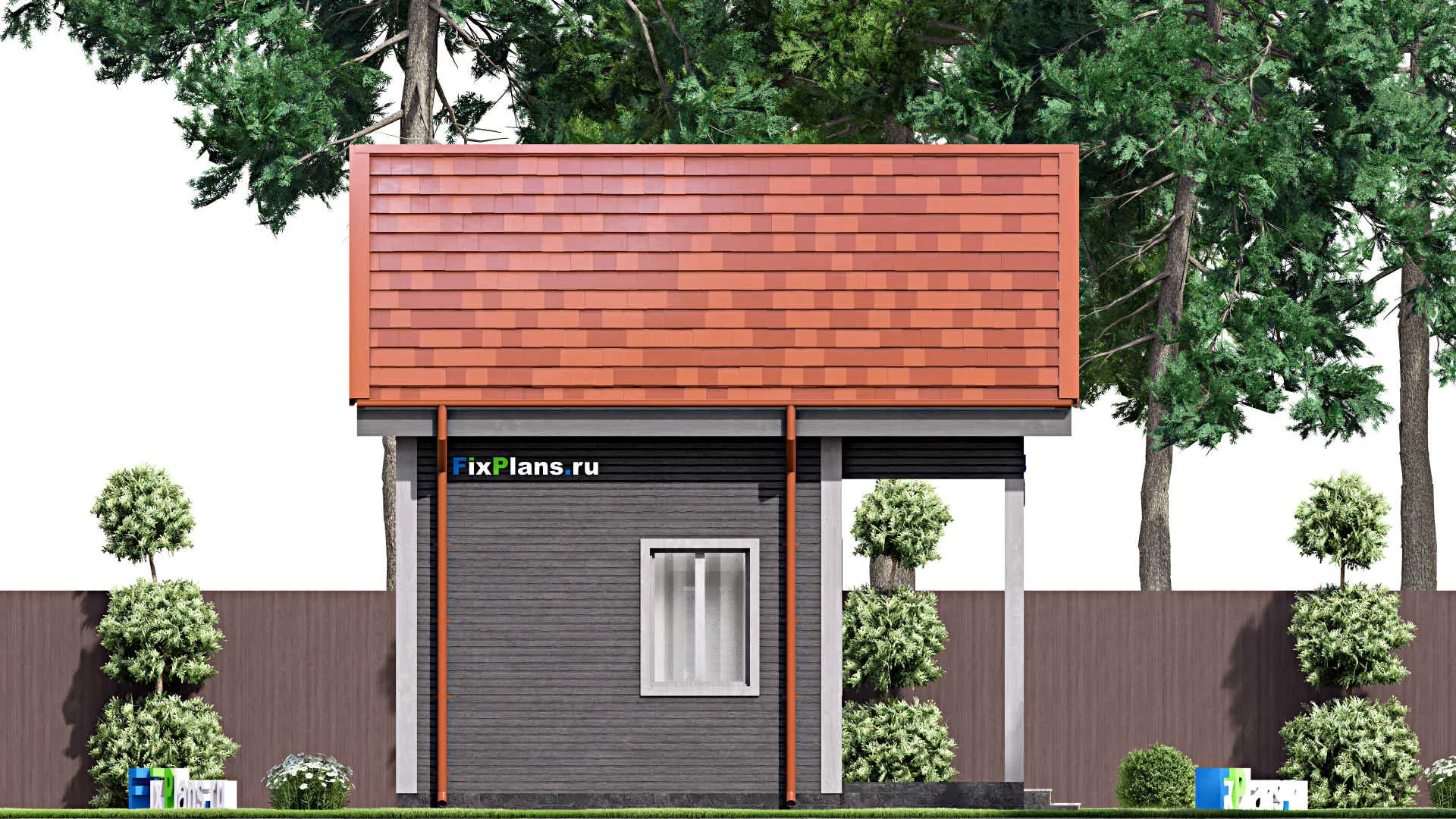 F-15308 - Проект бани 7 на 7, площадью 70 м² с комнатой отдыха, терассой и мансардой