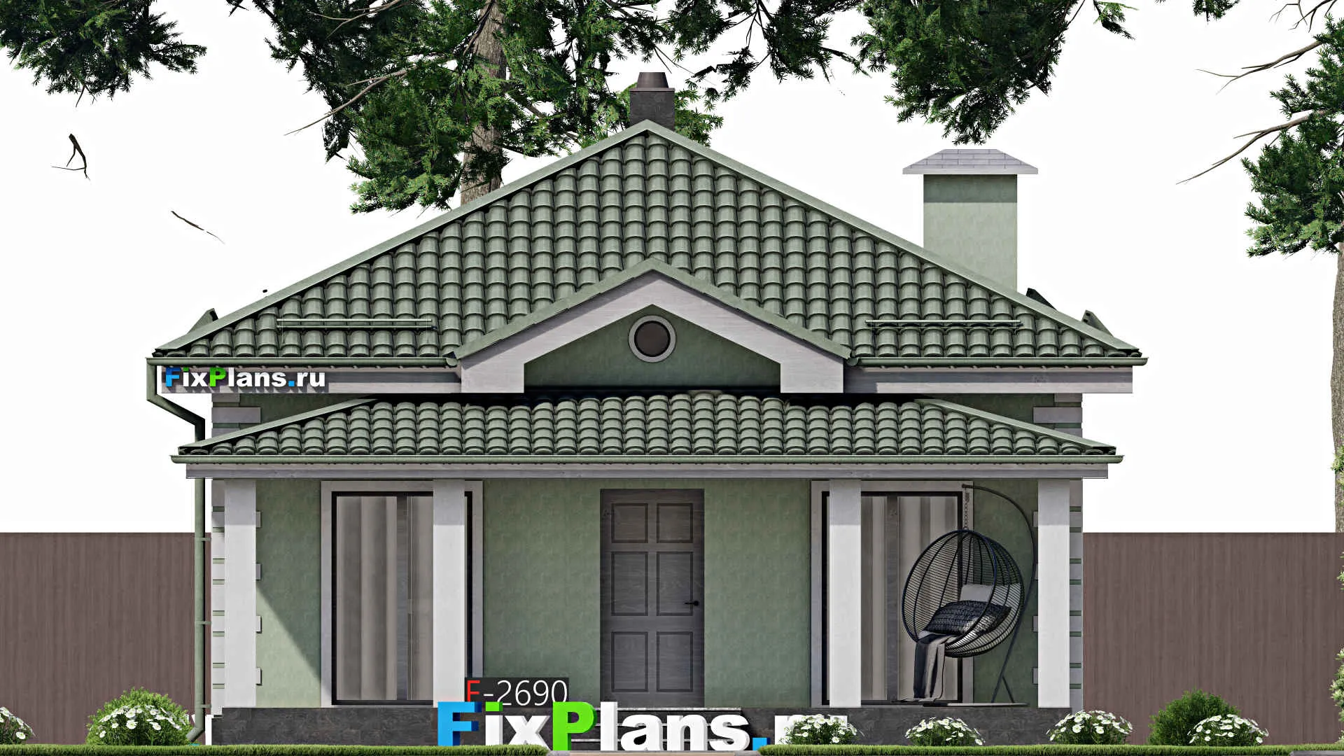 F-2690 - Проект одноэтажного дома 9 на 9, площадью 70 м² с 2 спальнями