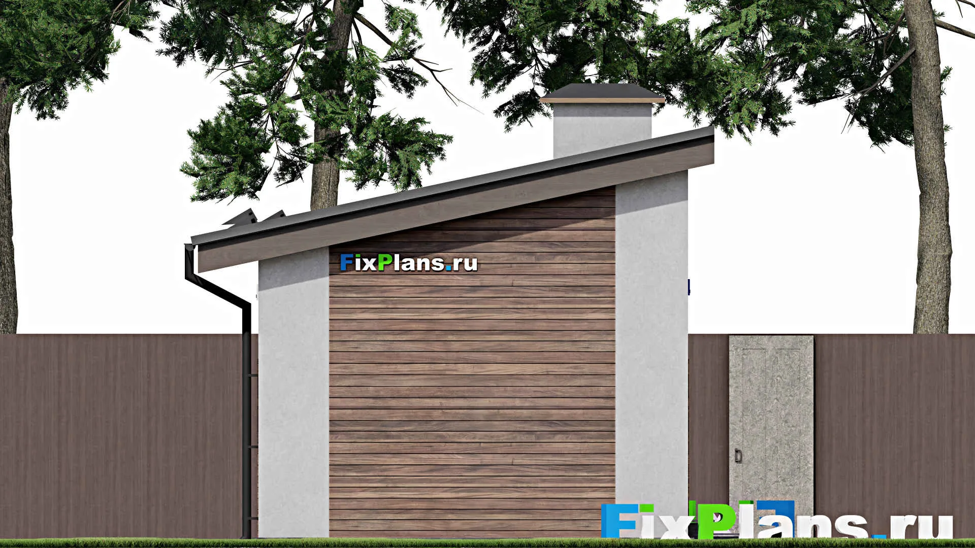 F-6641 - Проект гаража из газобетона 5 на 9, площадью 40 м² на 1 машиноместо